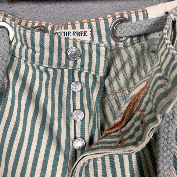 Free People We The Free Moxie Jeans Women's 29 Green Railroad Striped Low-Slung - Picture 6 of 12